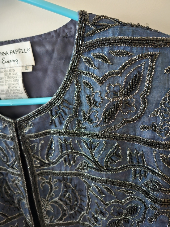Adrianna Papell Beaded Navy Evening  Jacket - Picture 14 of 15